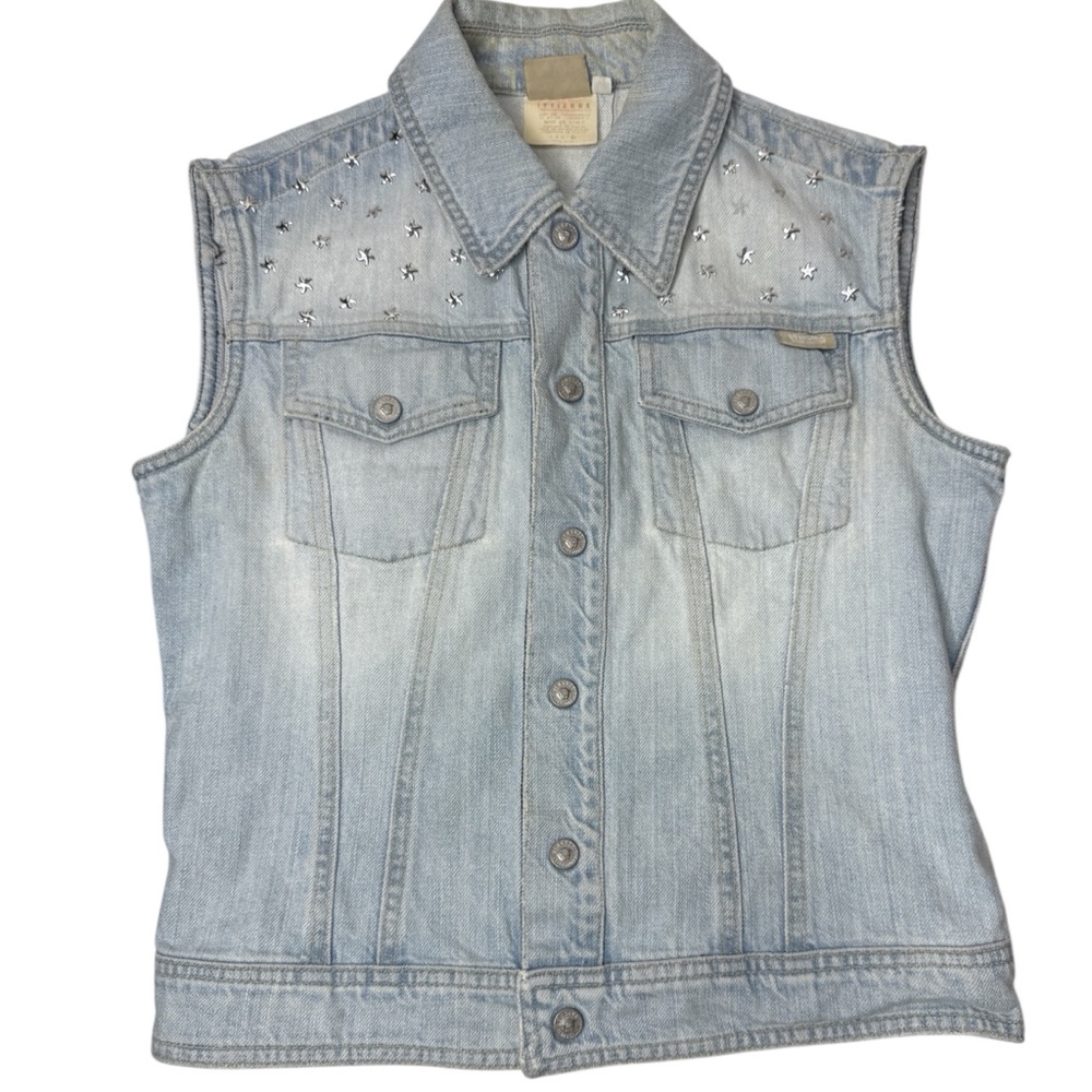VERSACE‎ JEANS COUTURE Star Studded Vintage Denim Vest Italy Size Small - Picture 10 of 14